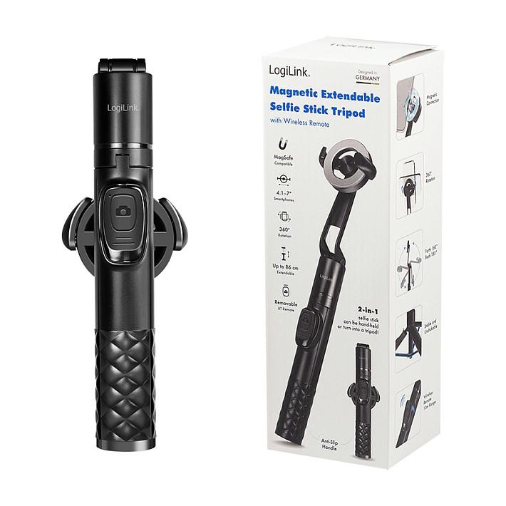 Selfie Stick LogiLink BT0069 / Magnetic / MagSafe / Bluetooth 5.0 / 86 cm / 360° – Zezë - 9