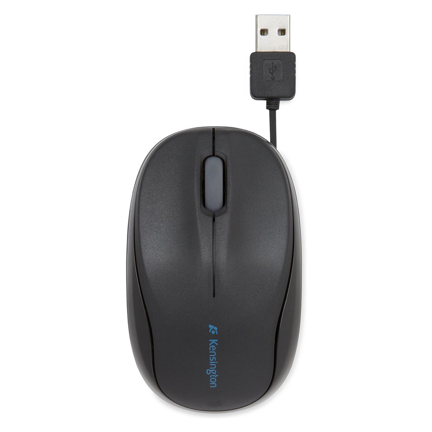 Maus me Kabllo Kensington Pro Fit Retractable Mobile / Optik / 1000 DPI / 3 Butona / USB / Kabllo e Tërheqshme - Zezë - 3