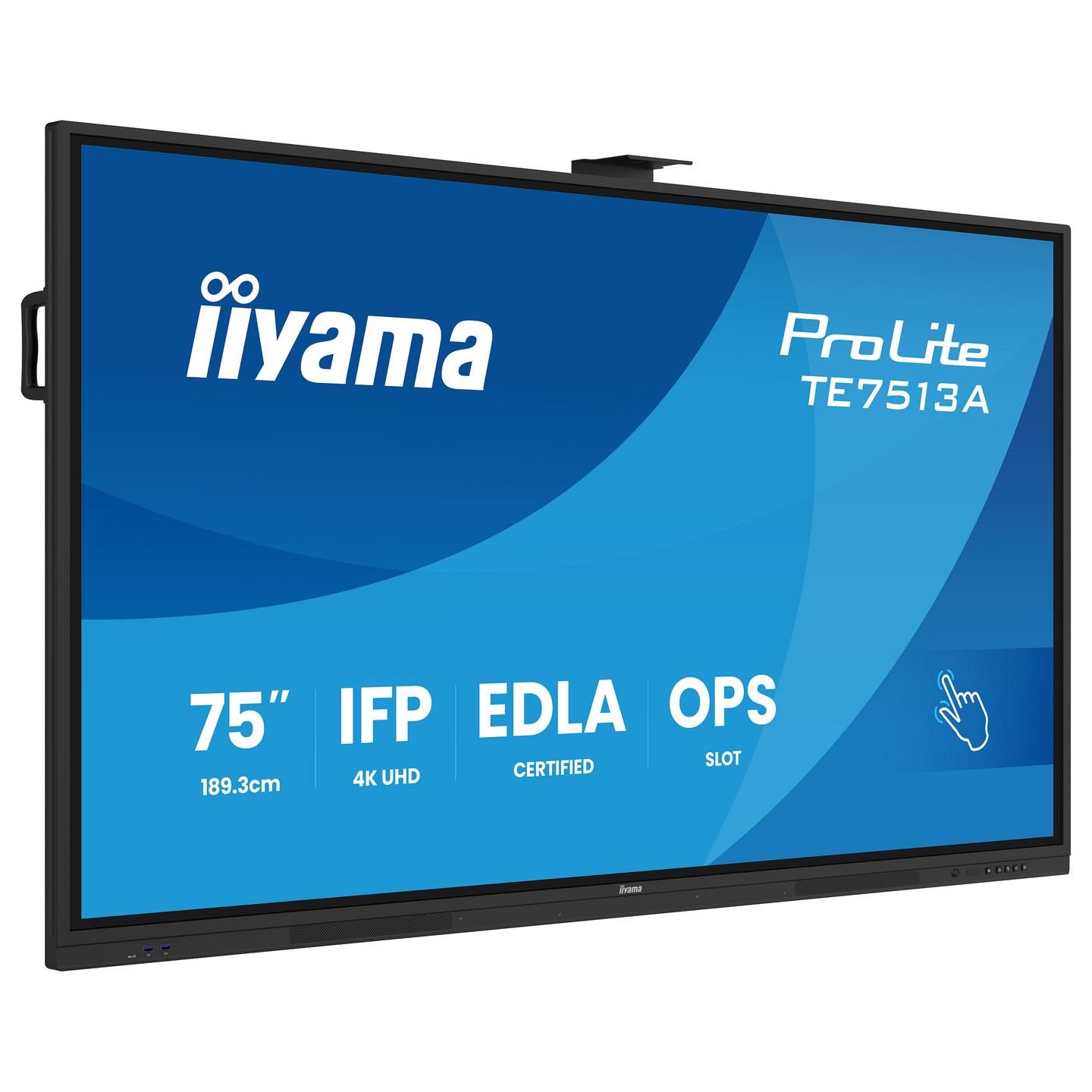 Interaktiv (Smart Board) iiyama ProLite TE7513A-B2AG, 75", 4K UHD IPS, Touch, 8GB, 128GB, 2× HDMI, DP, 2× USB-C, 5× USB-A - Zezë - 4