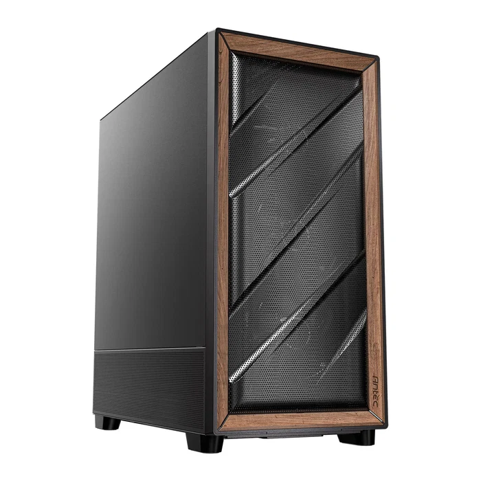 Kasë PC Antec FLUX / Midi Tower / E-ATX + ATX / 3x 120mm + 1x 140mm Fan / Tempered Glass + Wood - Zezë - 3