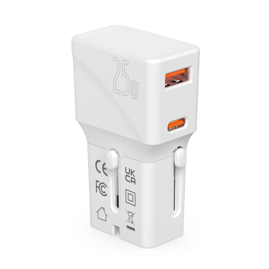 Adapter Udhëtimi VALUE 19.99.1113 / 25W / USB-C / USB-A / PD / QC 3.0 / EU/UK/US - Bardhë - 2