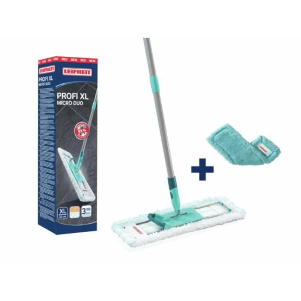 Pastrues Dysheme LEIFHEIT Profi XL micro duo + Duster Static / Mop 2 në 1 / 42 cm / Mikrofibër / Pastrim i Lagësht & i Thatë - Bardhë/Gjelbër - 3