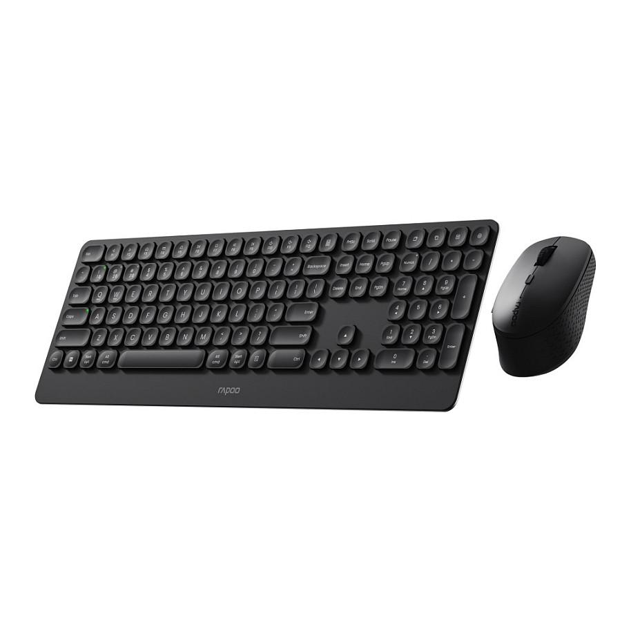 Combo (Tastierë & Maus) Rapoo 9390M, Wireless, QWERTZ Gjerman, Full Size, Scissor, 2400 DPI - Zezë - 3