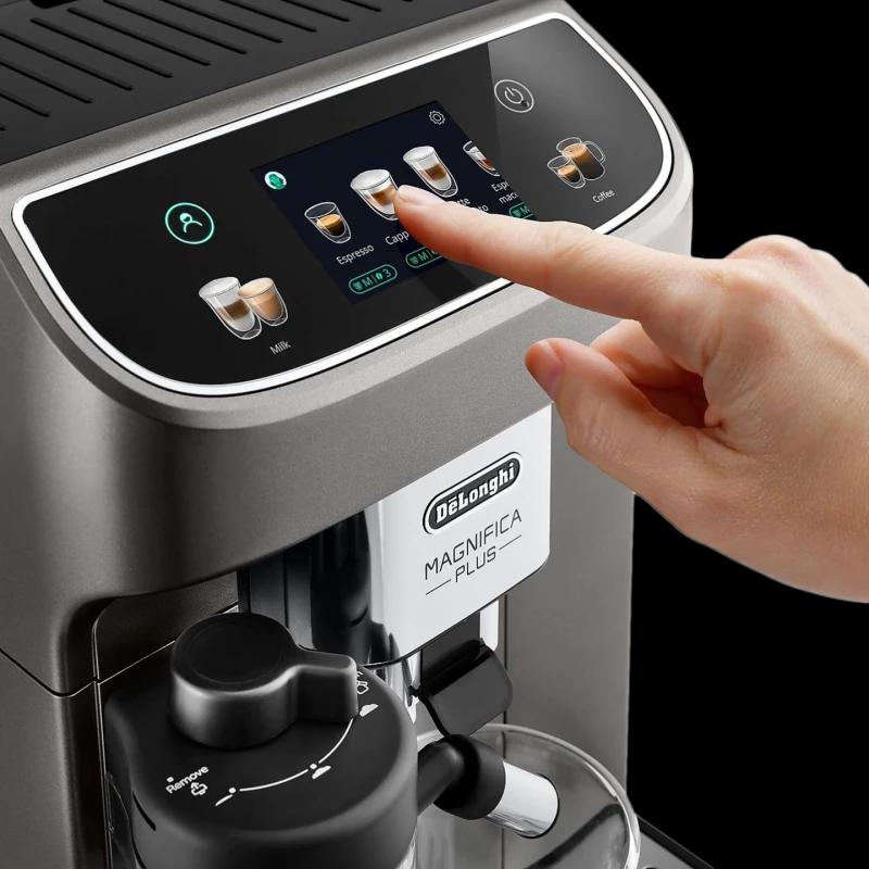 Aparat për kafe De’Longhi Magnifica Plus ECAM320.70.TB, 15 bar, 1450W, Ekran 3.5", 18 pije, LatteCrema Hot - Zezë, Gri - 6