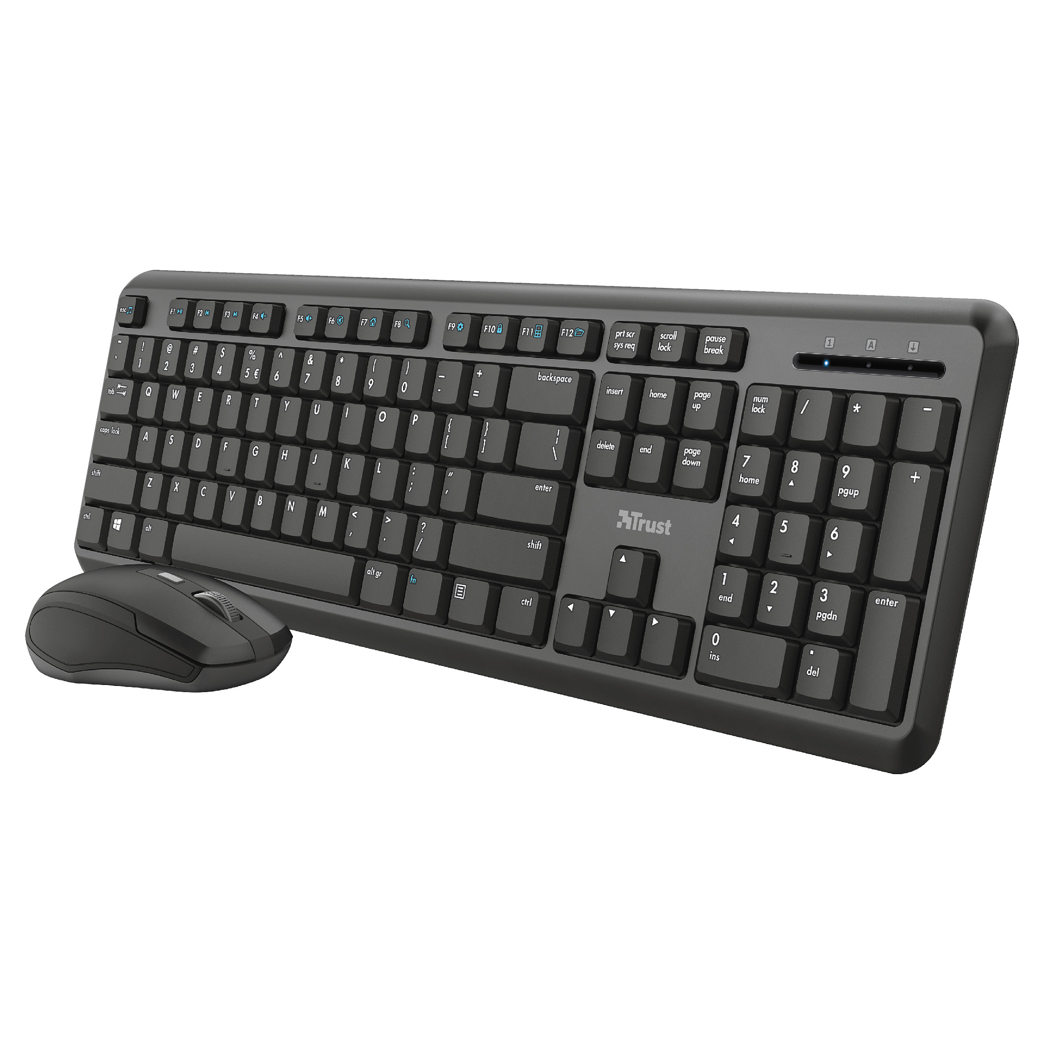Combo (Tastierë&Maus) Trust TKM-350 / Full-Size / QWERTZ / 2.4 GHz / Membrane / 12 Hotkeys - Zezë - 2