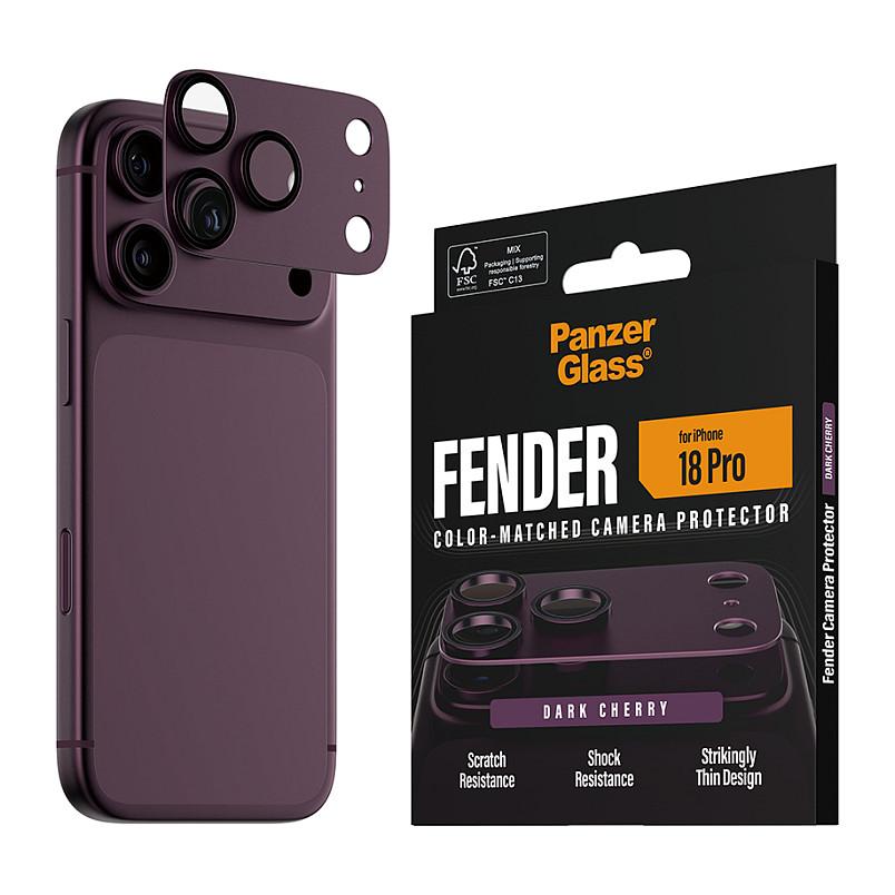 Mbrojtës për Kamera PanzerGlass Fender, për iPhone 18 Pro, Alumini, Dark Cherry - Kuqe e errët - 6