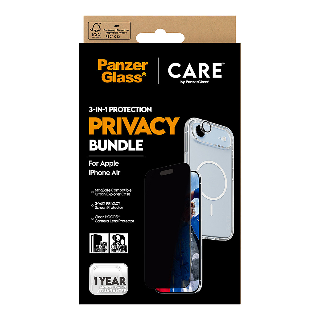 Aksesorë për telefon PanzerGlass CARE / 3-in-1 Privacy Bundle / Apple iPhone Air - Transparente - 3