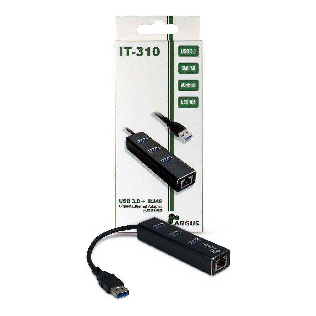 Splitter USB Inter-Tech ARGUS IT-310 / USB-A / 3x USB 3.2 Gen 1 / RJ45 Gigabit Ethernet / 1000 Mbit/s / WOL - Zezë - 2