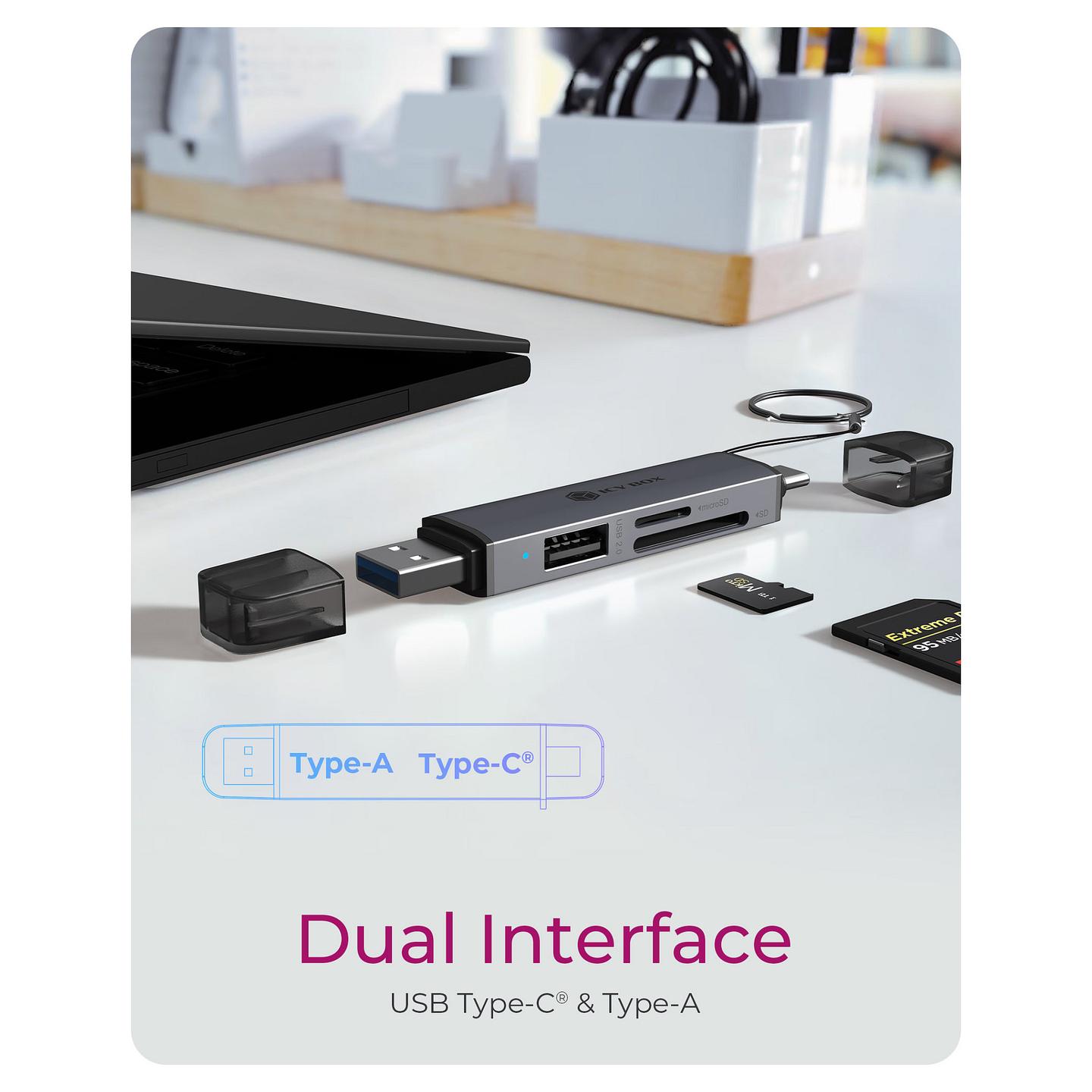 Lexues Kartelash ICY BOX IB-CR203-CU3 / SD / SDHC / SDXC / microSD / microSDHC / microSDXC / USB 3.2 Gen 1 / USB-A / USB-C / 5 Gbit/s - Zezë - 4