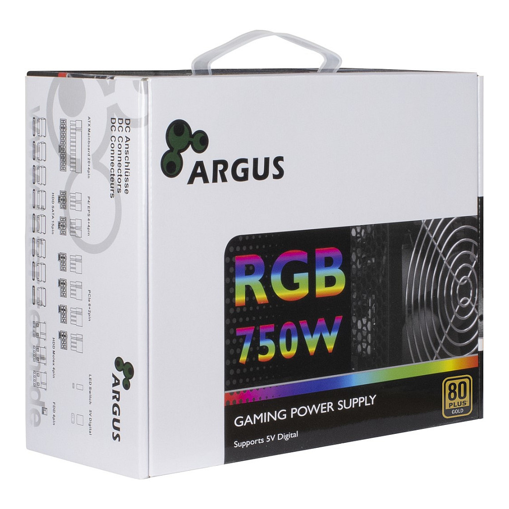 Furnizues Energjie Inter-Tech Argus RGB-750W CM II / 750W / ATX / 80 PLUS Gold / Semi Modular – Zezë - 3