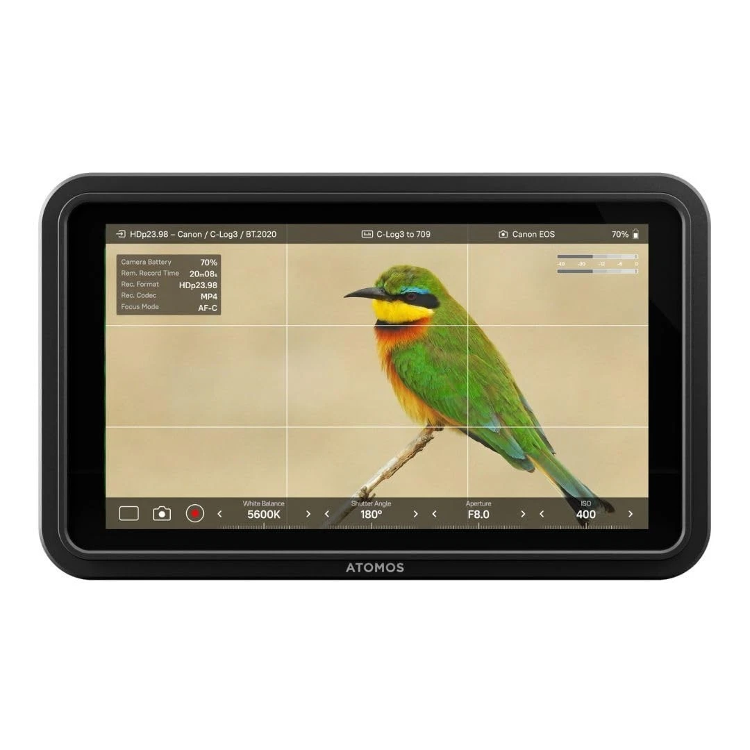 Monitor për Kamera Atomos Shinobi II / 5.2" IPS Touchscreen / 1920x1080 / 1500 cd/m² / HDR / HDMI 1.4 / 4K DCI/UHD 30fps / AtomOS 11 - Zezë - 3