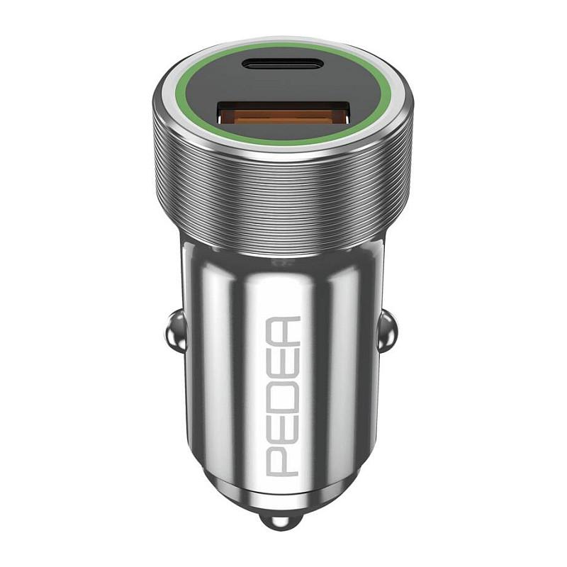 Adapter telefoni për veturë PEDEA KFZ-Lader Dual / USB-C + USB-A / 20W - Argjend - 2