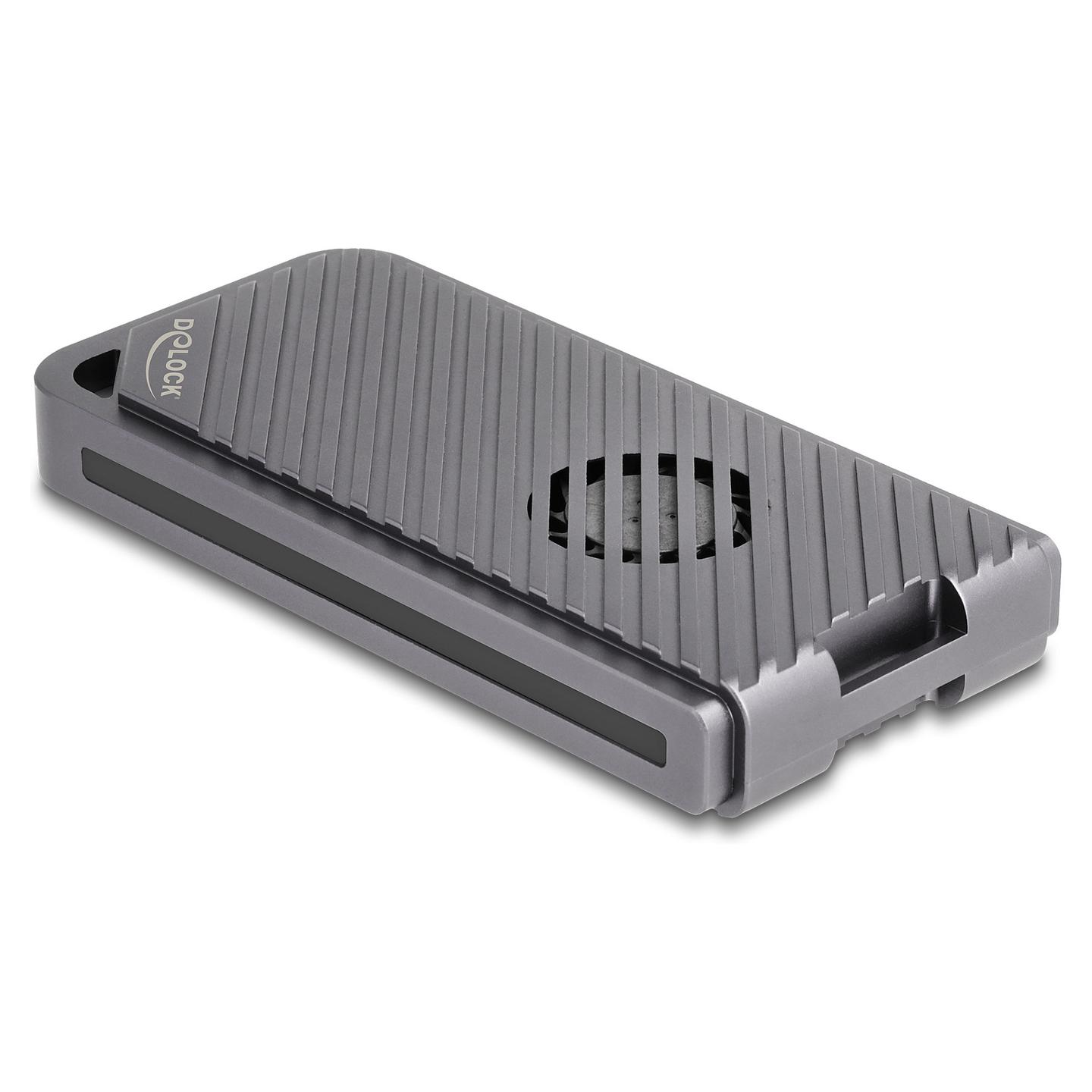 Këllëf për Disqe DeLOCK 42025 / M.2 NVMe 2280 / USB 40Gbps / USB-C / LED / Ventilator - Hiri - 2