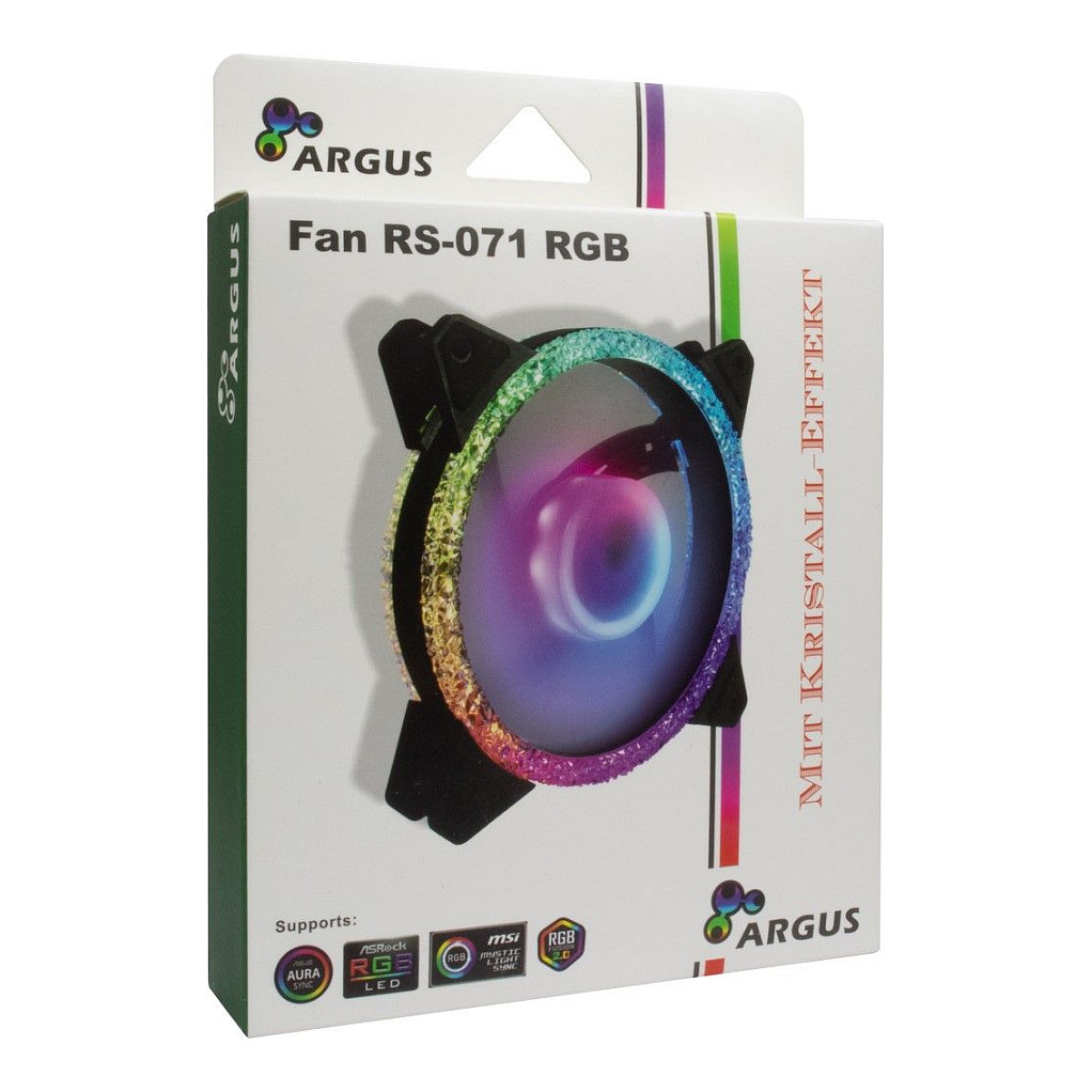 Ftohës për Kasë Inter-Tech Argus RS-071 RGB / 120mm / 25mm / PWM / RGB / 24 LED / Crystal Effect – Zezë - 3