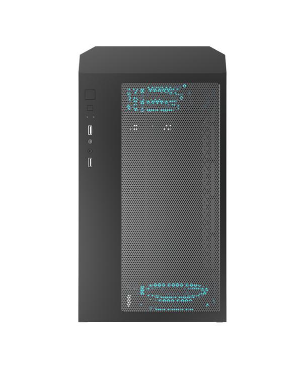 Kasë M.RED Stardust Mini / Micro-ATX Mini-Tower / 3x120mm RGB (Para) + 1x120mm RGB (Prapa) / 2xUSB Type-A / Xham i Temperuar + Panel Mesh – Zezë - 4