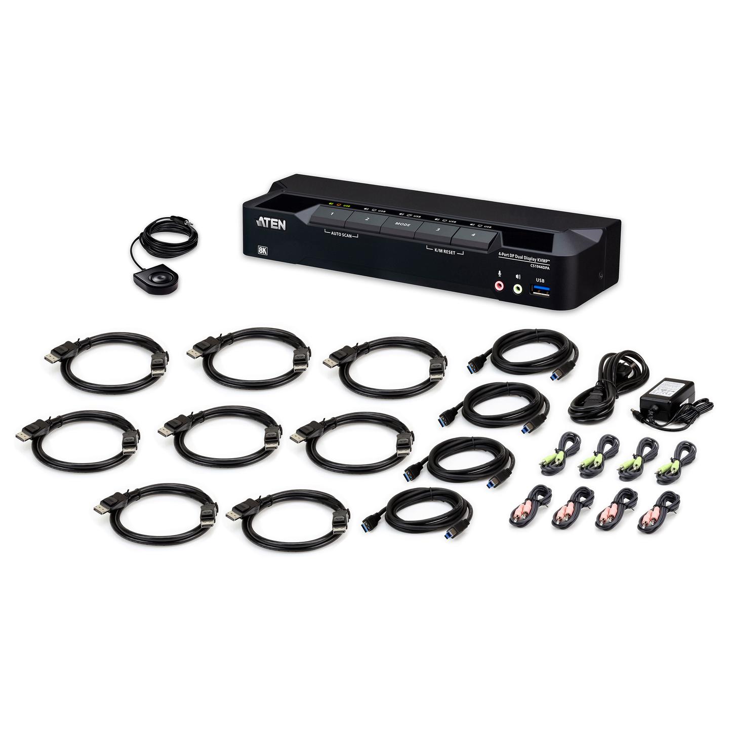 KVM Switch ATEN CS1944DPA-AT-G, 4 porta, Dual DisplayPort, USB 3.0, 8K 60Hz - Zezë - 4