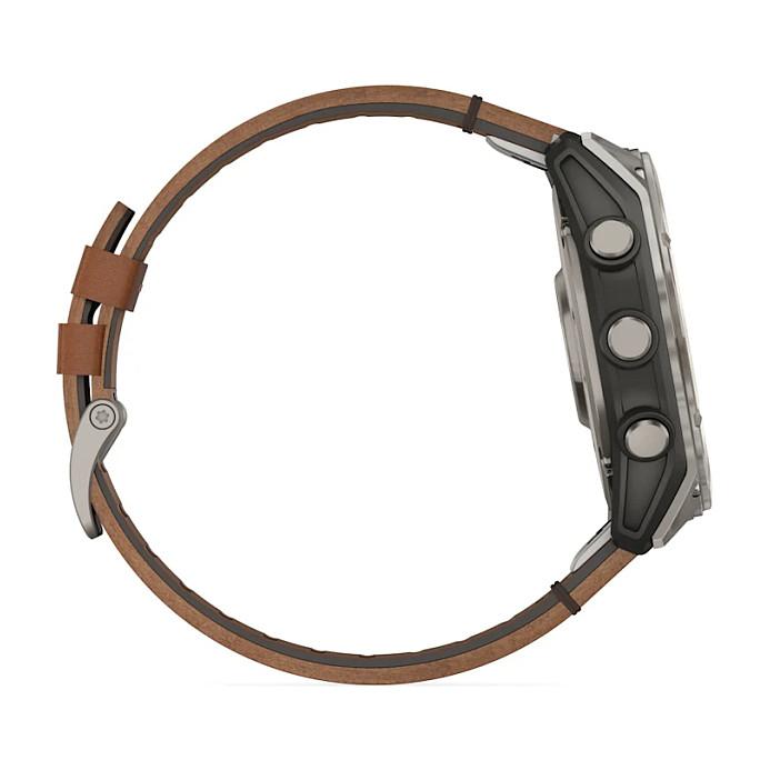 Orë e Mençur Garmin fēnix 8, 51mm, AMOLED, Sapphire, GPS, Titan, Rrip Lëkure - Hiri/Kafe - 11