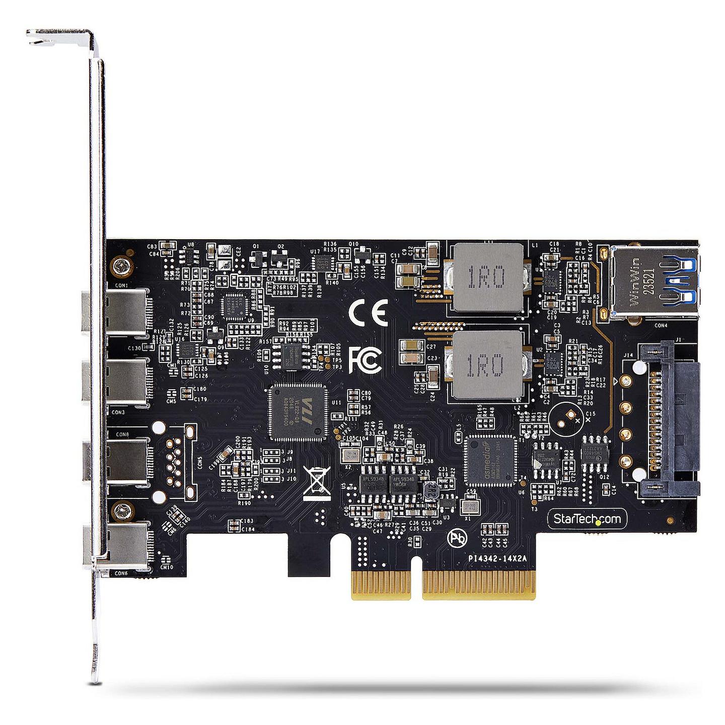 Kartë Zgjerimi StarTech.com PS4C3IA3-USB-C-CARD, PCI Express 3.0 x4, 4x USB-C + 1x USB-A i Brendshëm, 10Gbps, ASMedia ASM3142, Low Profile + Full Height - 5