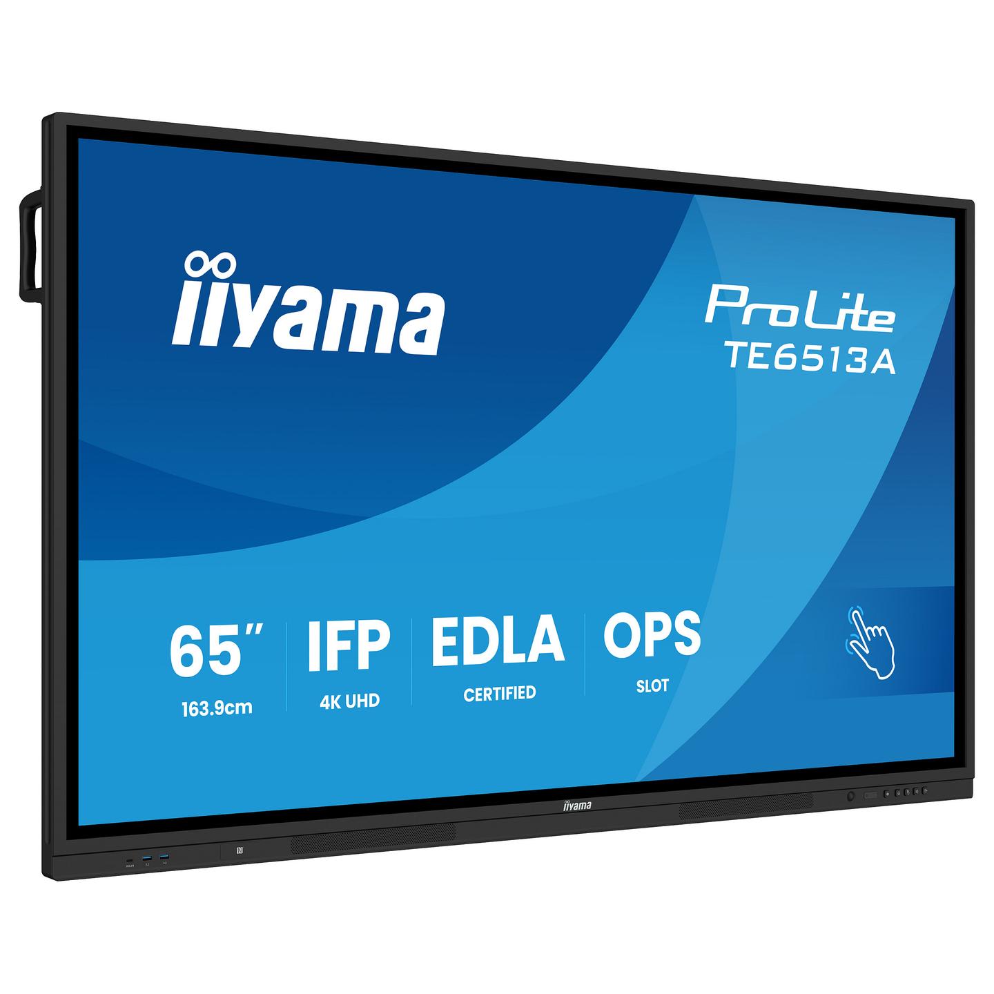 Interaktiv (Smart Board) iiyama ProLite TE6513A-B3AG, 64.5", 4K UHD, IPS, PureTouch-IR, 500cd/m², Wi-Fi, HDMI, DisplayPort, USB-C - Zezë - 2