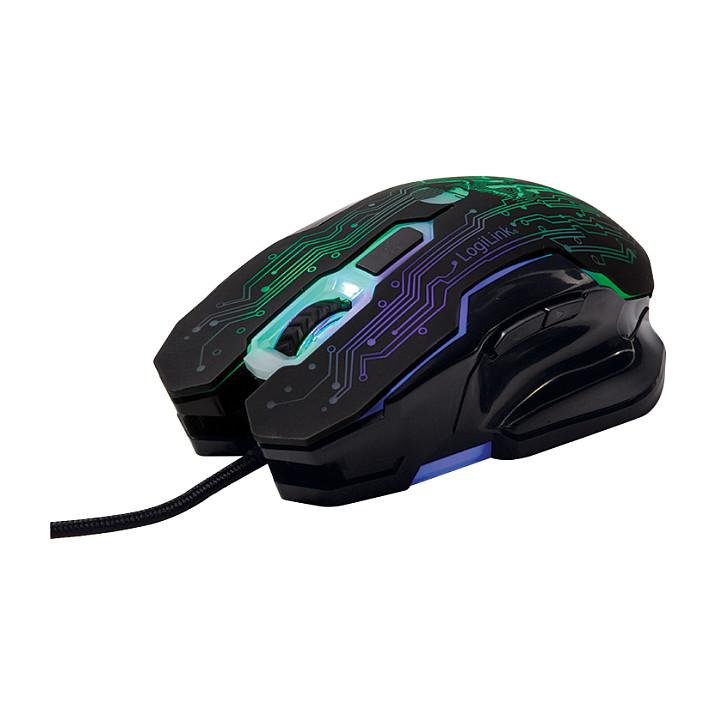 Maus Gaming LogiLink ID0137 / USB / Optik / 2400 DPI / 6 Butona / LED - Zezë/Blu - 14