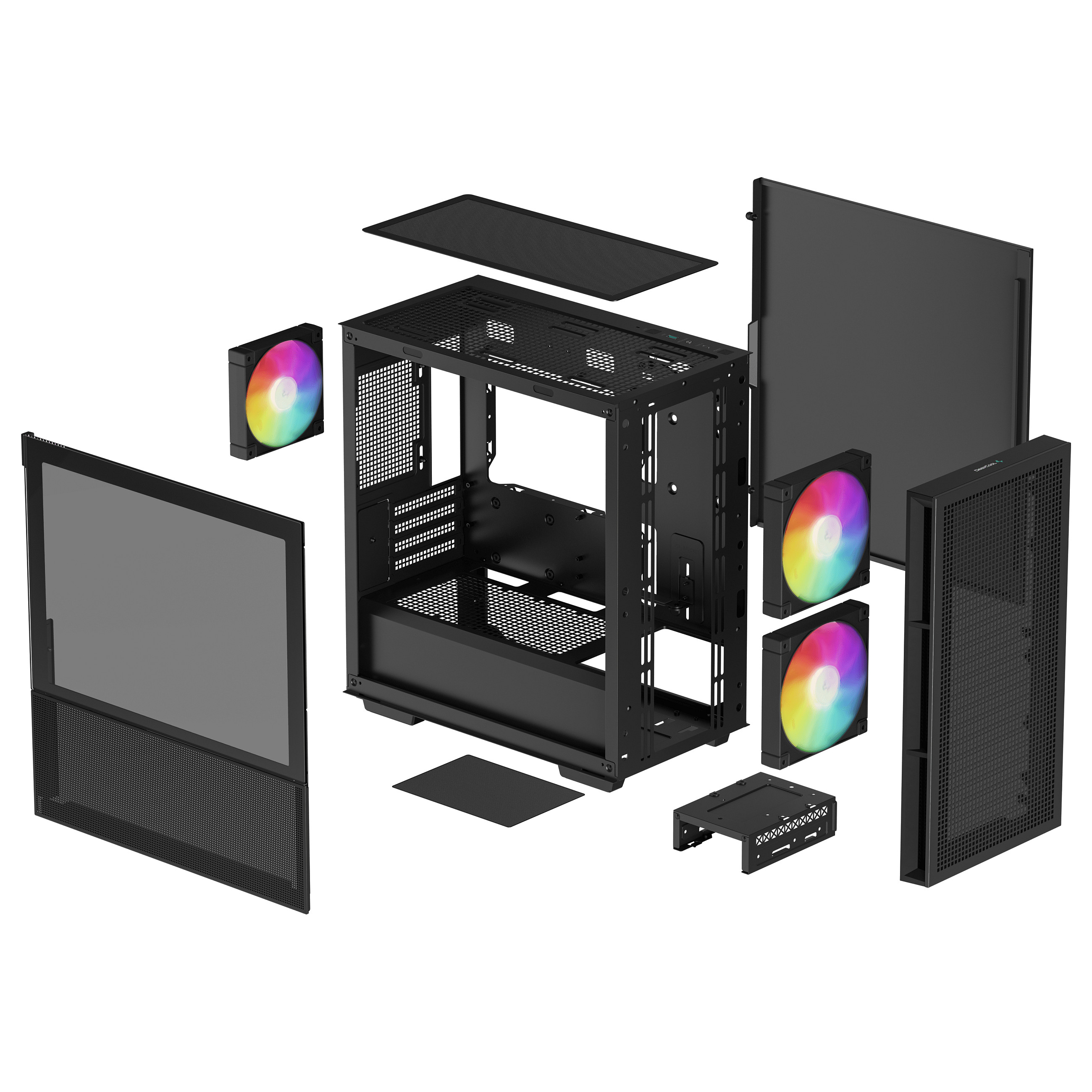 Kasë PC DeepCool CH360 / Mini Tower / Micro ATX / 2x 140mm + 1x 120mm ARGB Fan / Tempered Glass / Mesh / 360mm Radiator - Zezë - 13
