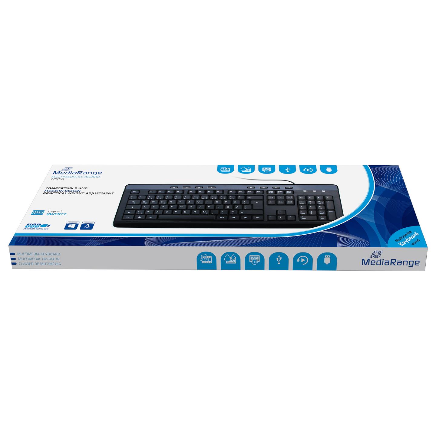 Tastierë me kabllo MediaRange Multimedia / MROS102 / USB / QWERTY / 8 Taste Multimediale / Plug & Play – Zezë - 5