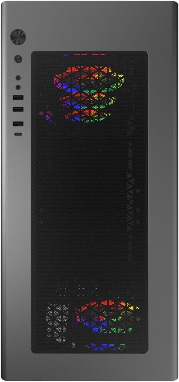 Kasë M.RED Iron Glass / E-ATX Mid-Tower / 3x120mm ARGB (Para) + 1x120mm ARGB (Prapa) / 2xUSB Type-A + USB Type-C / Xham i Temperuar – Zezë - 2