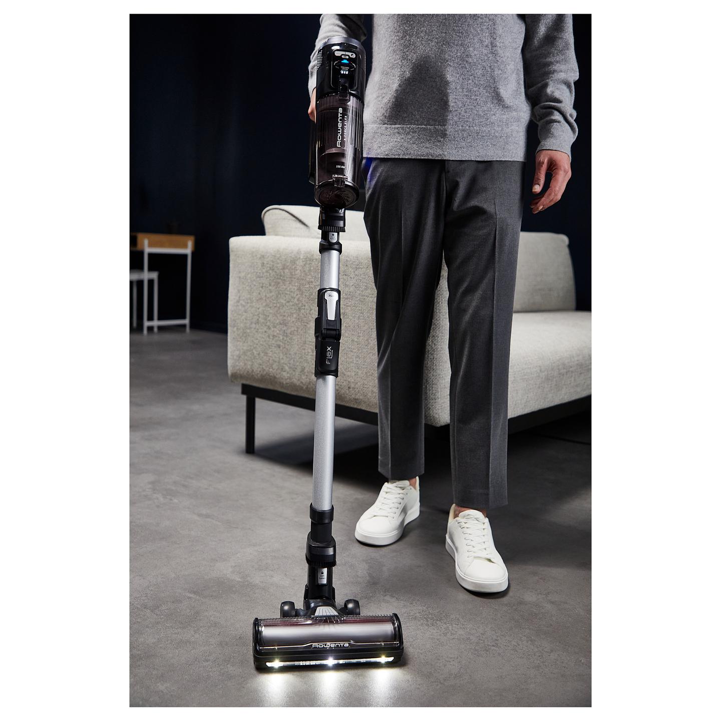 Fshesë Elektrike Rowenta X-Force Flex 13.60 Allergy RH9A36WV, Pa Kabllo, 150 AW, 0.65L, Autonomi deri në 60 Minuta, Bateri Li-Ion – Zezë/Argjend - 9
