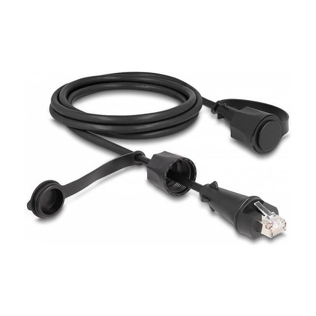 Kabllo për Rrjet DeLOCK 80167, RJ45 në RJ45, Cat.6 STP, me kapak mbrojtës, IP68, 2 m - Zezë - 2