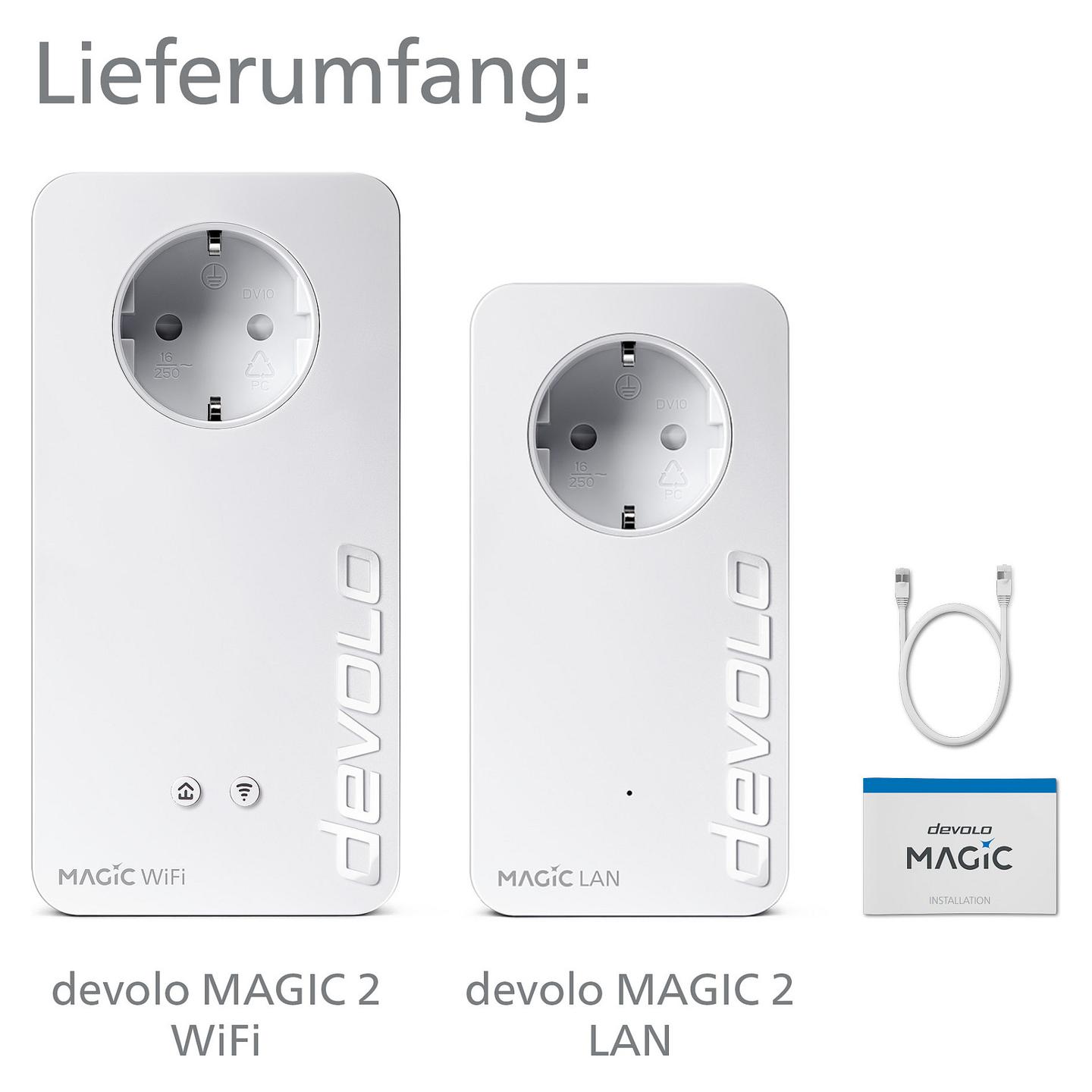 Power-LAN devolo Magic 2 WiFi next Starter Kit, 2400Mbps, G.hn, Wi-Fi 5, 2× Gigabit Ethernet, 10/100/1000Mbps, Mesh, MIMO - Bardhë - 9