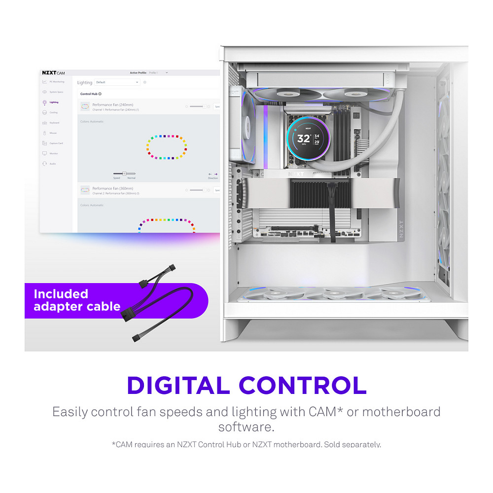 Ftohës për Kasë 280mm NZXT F280X RGB – Bardhë - 11