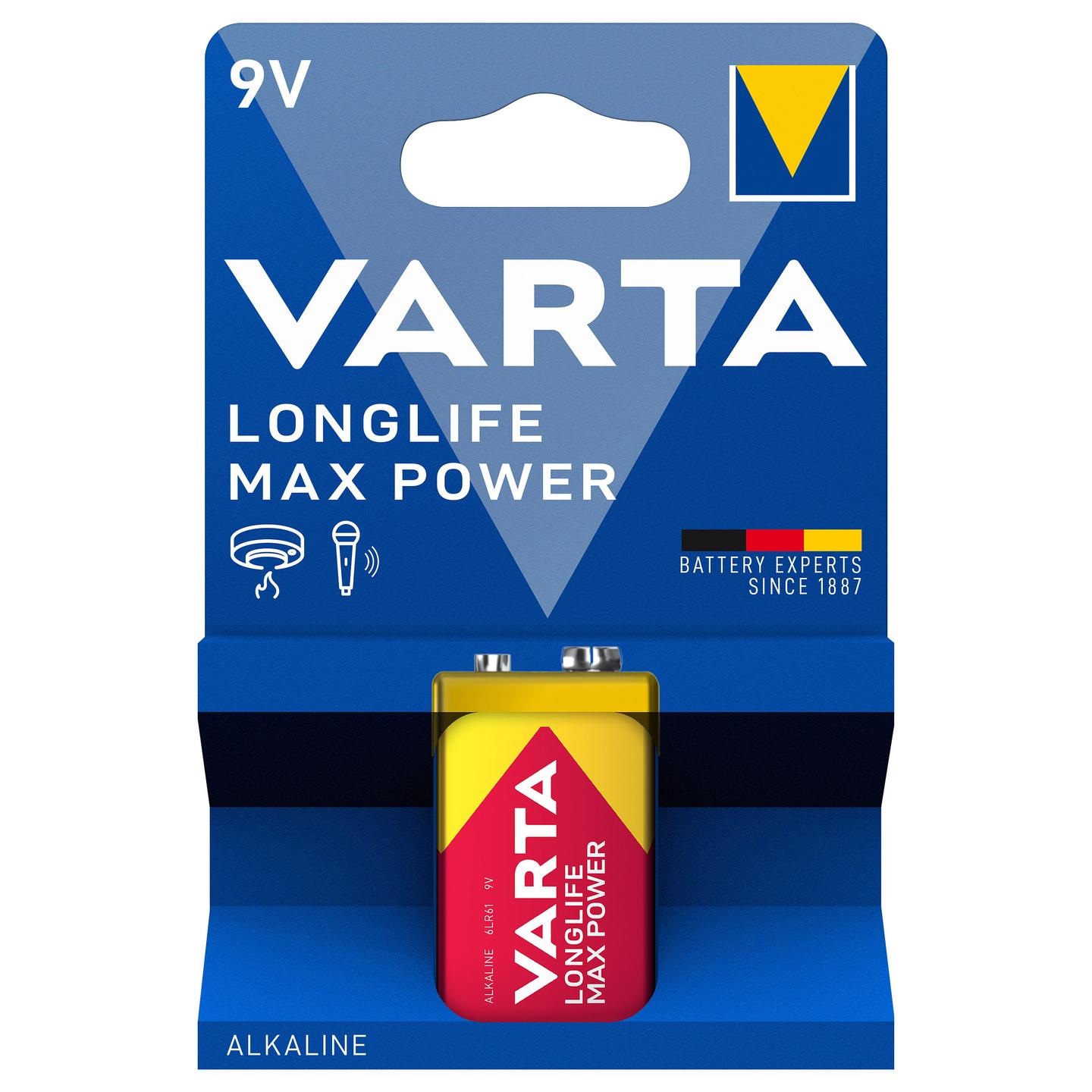 Bateri 9V E‑Block (6LR61) Max Power / 1Pack / Varta - 3