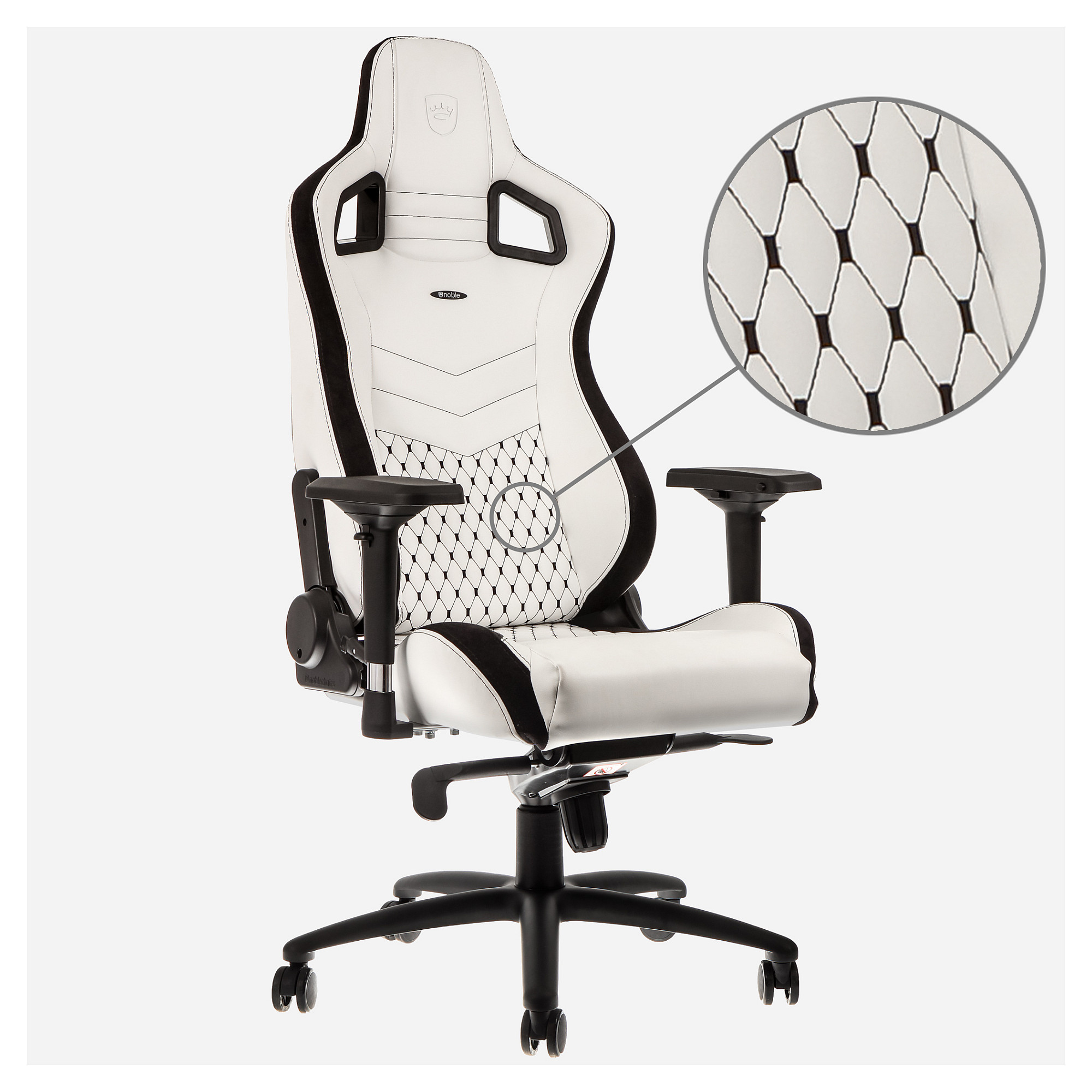 Karrige Gaming noblechairs EPIC / 4D Armrests / 90–135° / 11° Rocking / 120kg – Bardhë/Zezë - 6