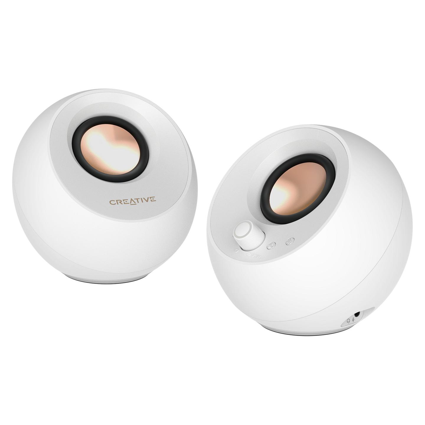 Altoparlantë Creative Labs Pebble Pro, 2.0, 30W RMS, 60W Peak, Bluetooth 5.3, USB-C, AUX, RGB - Bardhë