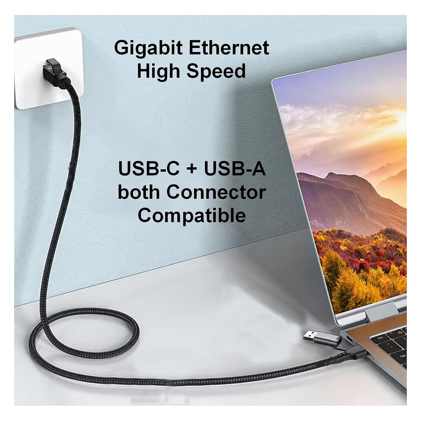 Kabllo për Rrjet EQUIP 133104, USB-A/USB-C në RJ45, Gigabit Ethernet, 5m - Zezë - 5