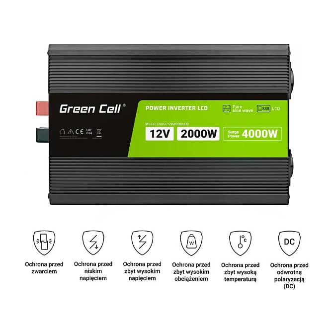 Inverter Green Cell PowerInverter LCD, 12 V, 2000 W, Sinus i pastër, me ekran LCD - Zezë - 5