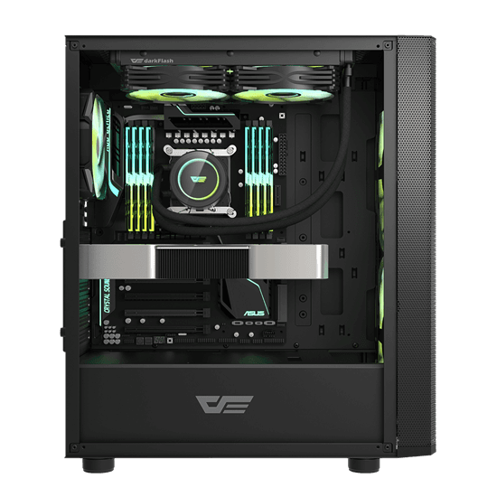 Kasë DarkFlash DK360 / Mid-Tower / ATX-M-ATX-ITX / 3xRGB Fans / Xham i Temperuar - Zezë - 5