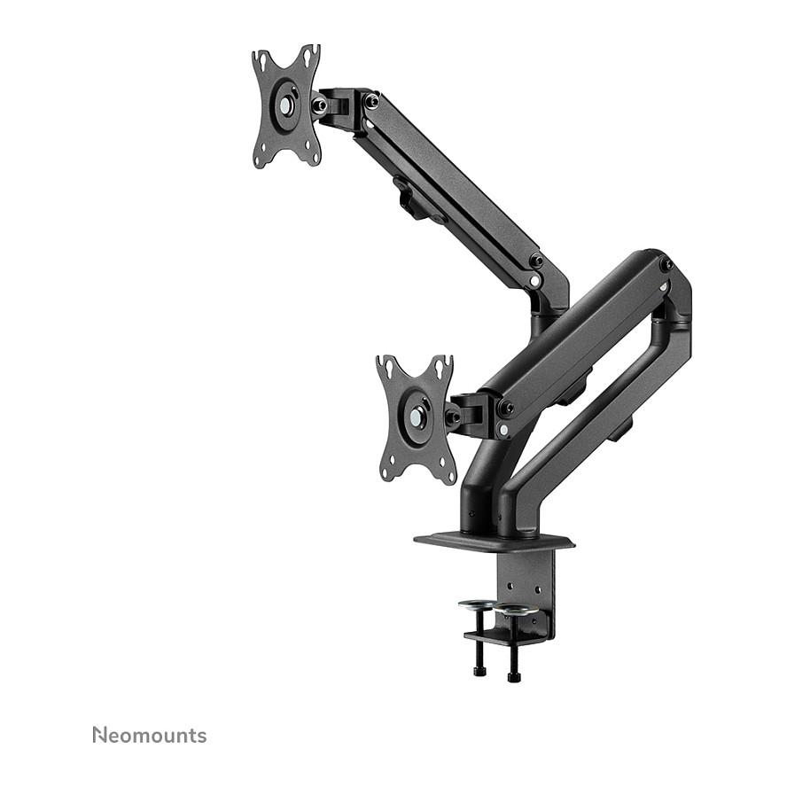 Mbajtëse për Monitor Neomounts FPMA-D650DBLACK / 2 Monitorë / 17"-27" / 7kg për Monitor / Coil Spring / Clamp-Grommet / Tilt +90° deri -45° / Swivel 180° / Rotacion 360° - Zezë - 7