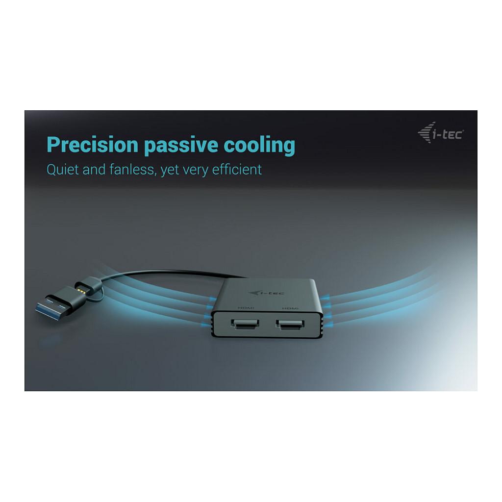 Adapter Video i-tec CADUAL4KHDMI, USB-A/USB-C, 2x HDMI, 4K 60Hz, DisplayLink - Zezë - 7