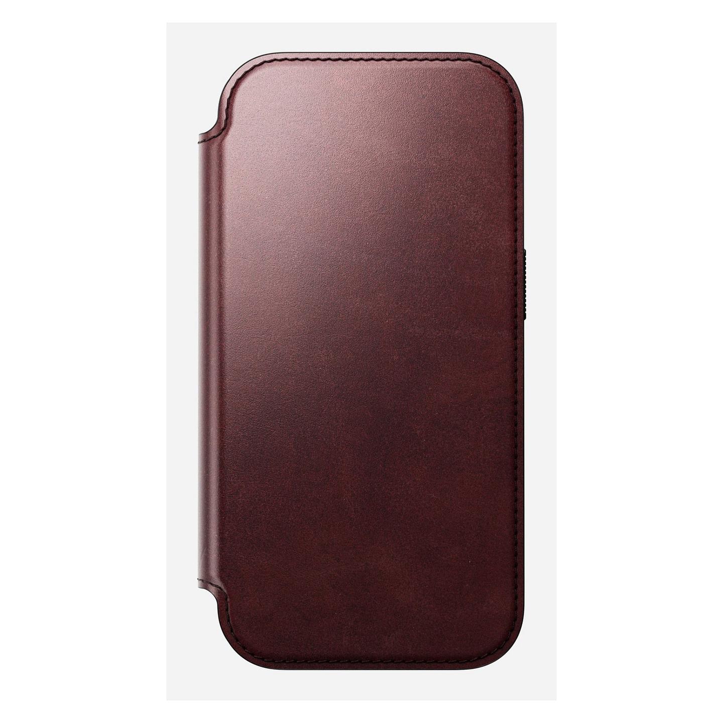 Case për Telefon Nomad Modern Leather Folio, iPhone 17 Pro, Horween Leather, MagSafe, Qi2, 3 Fole për Karta, Mbrojtje deri 2.4m - Bordo - 6
