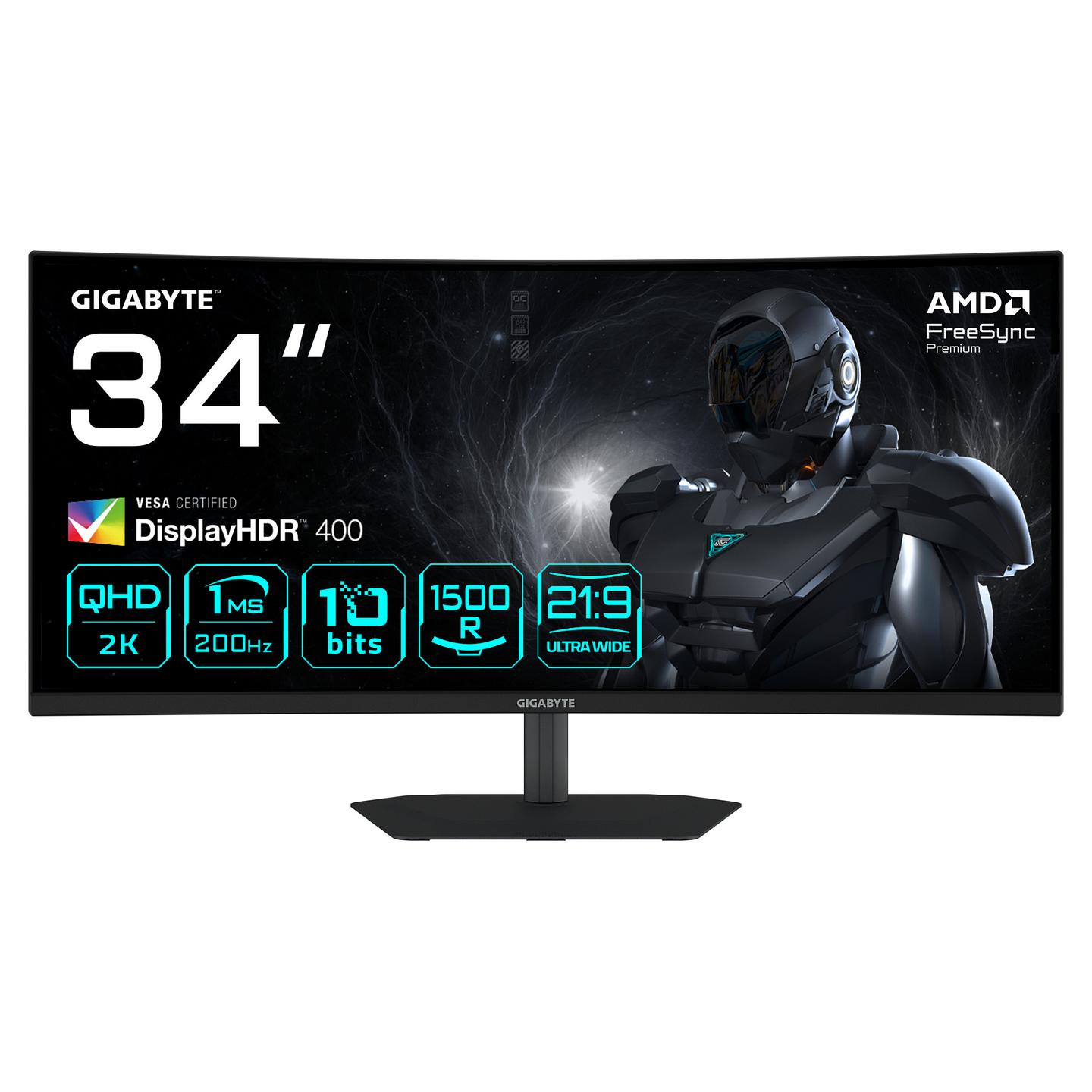 Monitor Gaming GIGABYTE G34WQC2 / 34″ / UWQHD VA Curved / 200 Hz / 1 ms / DisplayPort + HDMI - Zezë