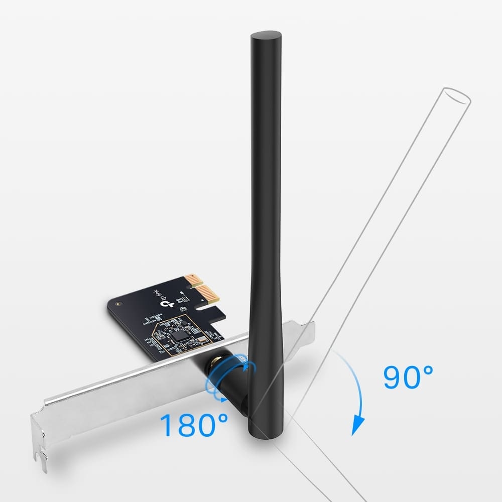 Karta e Rrjetit TP-Link Archer T2E / AC600 / Dual-Band / 433Mbps / PCIe x1 / MU-MIMO / WPA3 - Argjend/Zezë - 2