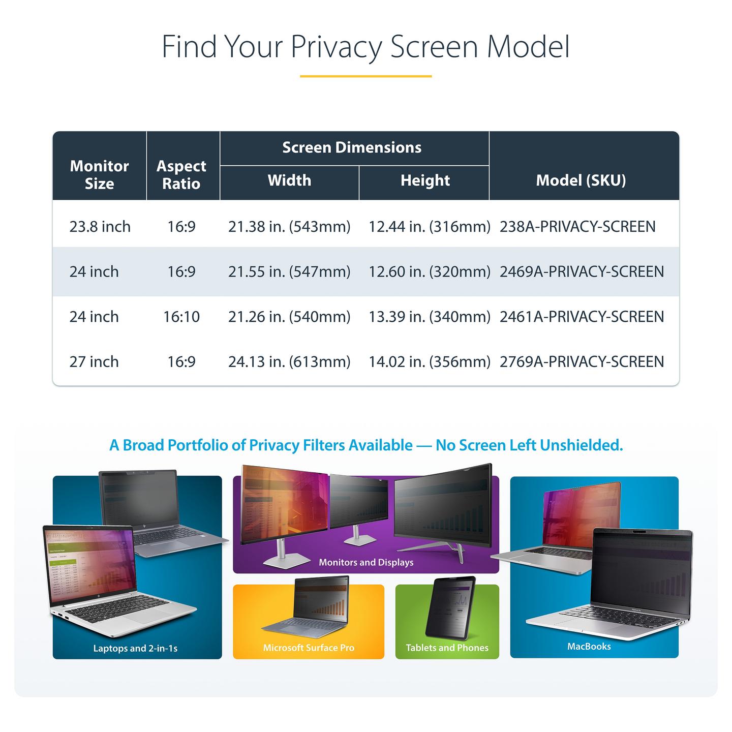 Filtër Privatësie StarTech.com 2469A-PRIVACY-SCREEN, 24", 16:9, 2-Drejtimësh, ±30°, Glossy, Akrilik, Montim Sipër Monitorit - Zezë - 11