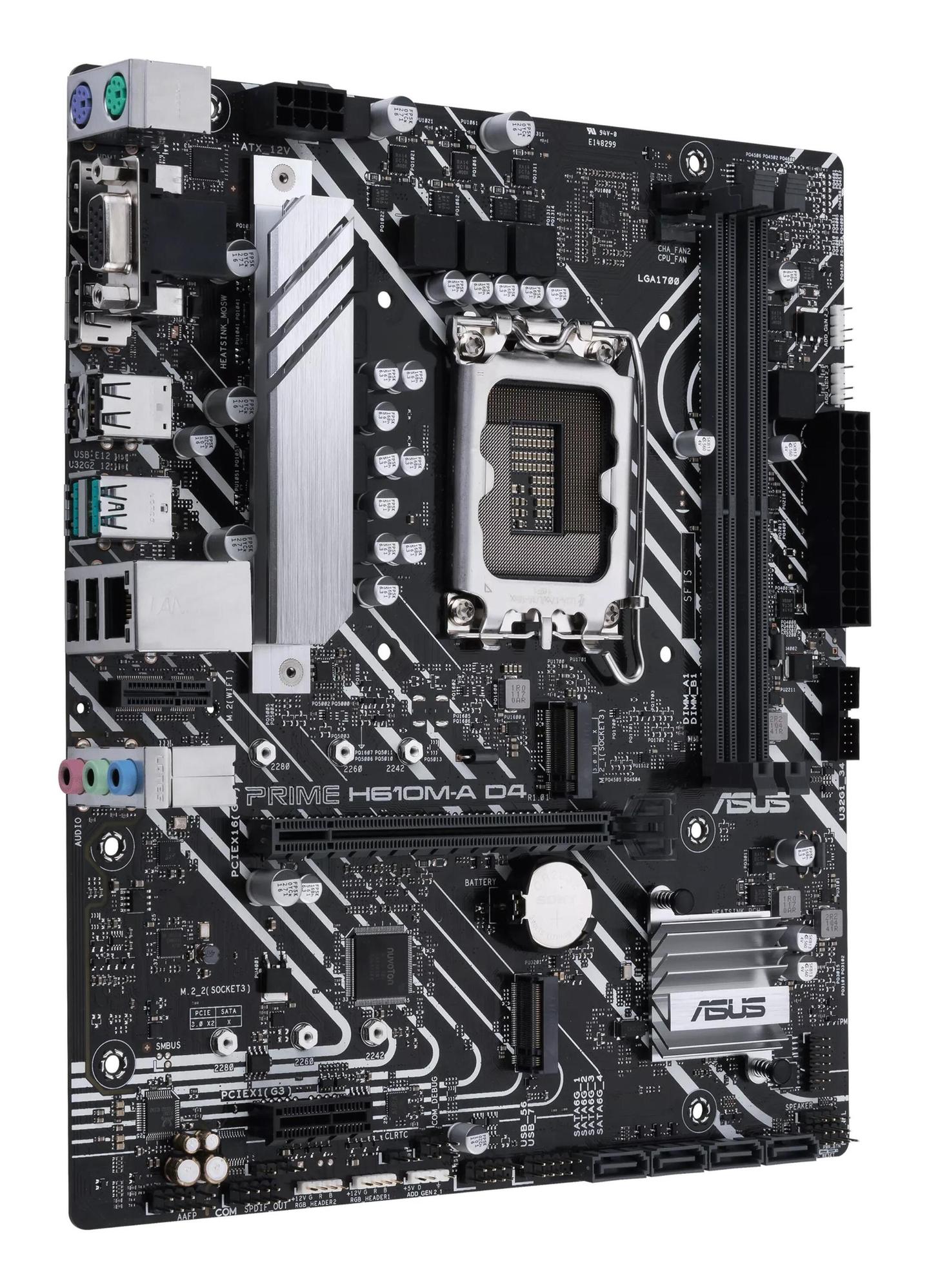 Pllakë Amë ASUS PRIME H610M-A D4-CSM / LGA1700 / H610 / DDR4 / Micro-ATX / DP+HDMI+D-Sub / 1GbE LAN - 3