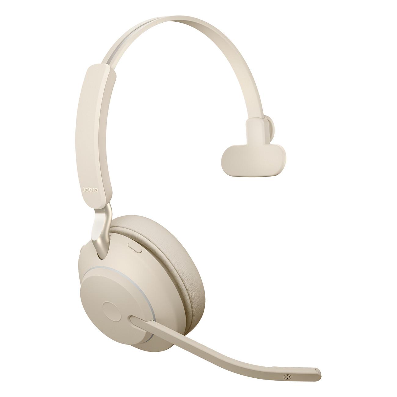 Kufje pa kabllo Jabra Evolve2 65 Mono UC, Bluetooth, USB-C, Stacion karikimi, Link 380c, Rreze 30 m - Bezhë - 3