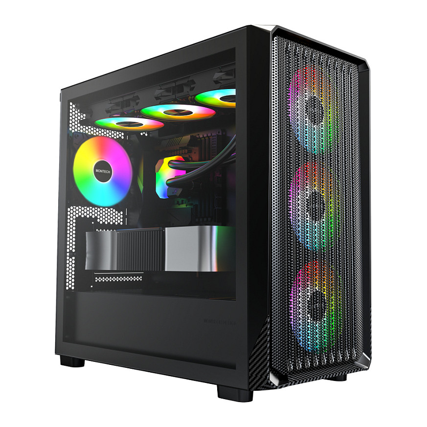 Kasë PC Montech X5M / Micro Tower / Micro-ATX + Mini-ITX / 3x 120mm + 1x 120mm ARGB Fan / Tempered Glass - Zezë - 2