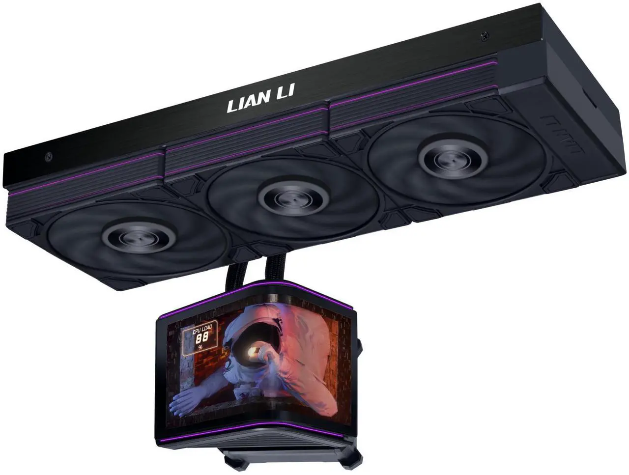 Ftohës për Procesor Lian Li HydroShift II OLED Curved 360P28 / AIO / 360mm / 3×120mm UNI FAN P28 V2 / 6.67" OLED / 3000 RPM / L-Connect 3 – Zezë
