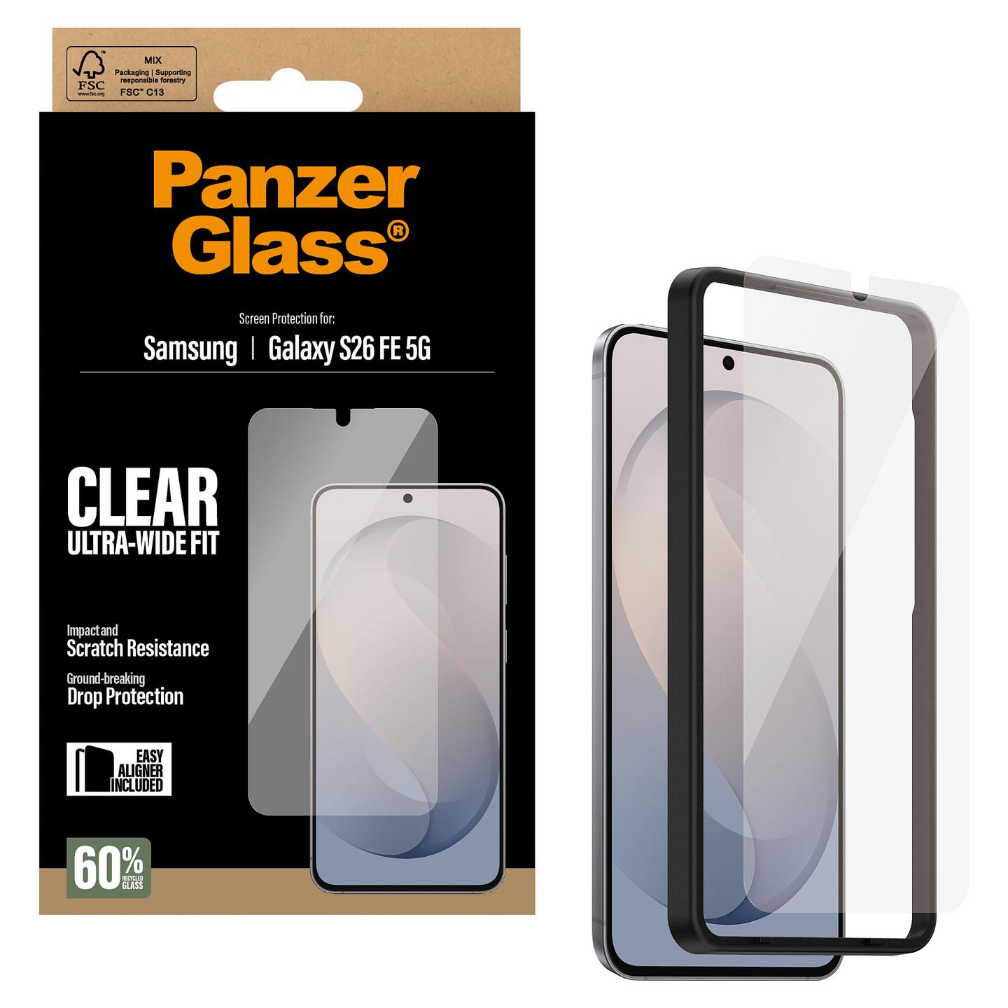 Mbrojtëse Ekrani PanzerGlass për Samsung Galaxy S26 FE 5G, Ultra-Wide Fit, EasyAligner - Transparente - 4