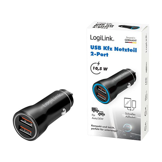 Adapter telefoni për veturë LogiLink PA0285 / 2x USB-A / 10.5W / LED – Zezë - 8