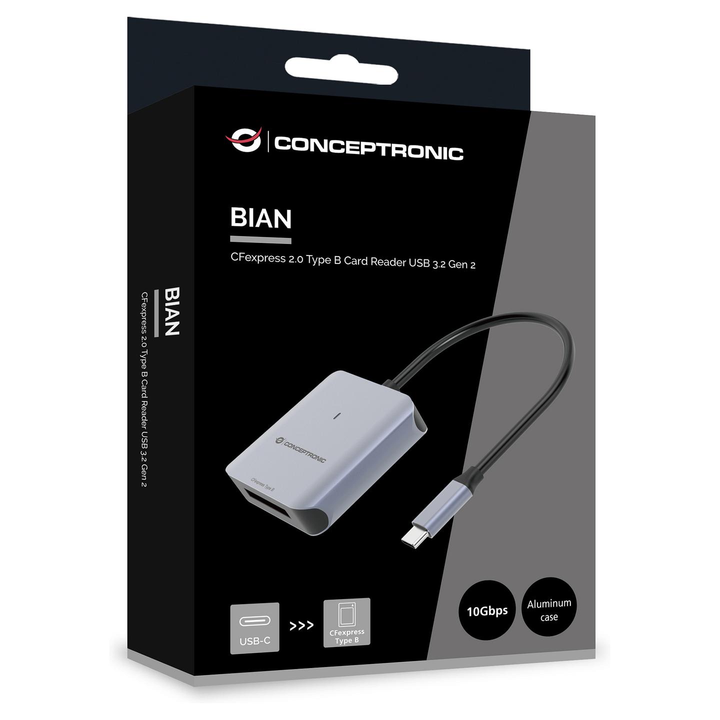Lexues Kartelash Conceptronic BIAN08G / CFexpress 2.0 Type B / USB 3.2 Gen 2 / USB-C / 10 Gbit/s - Gri - 5